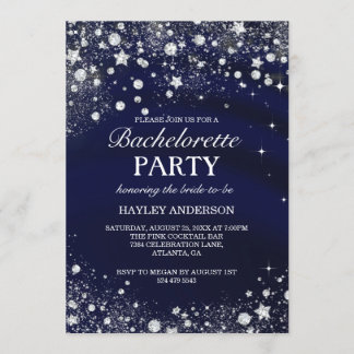 Sparkle Diamond Blue Bachelorette Invitation