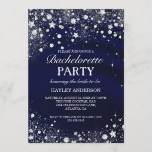 Sparkle Diamond Blue Bachelorette Invitation