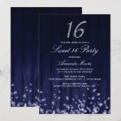 Sparkle Diamond Blue Silver Sweet 16 Uitnodigen Kaart (Voorkant / Achterkant)