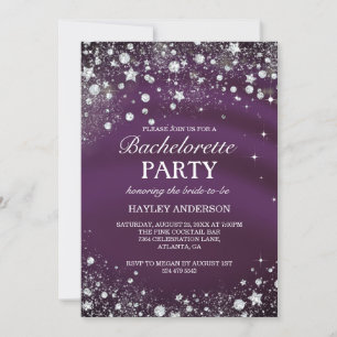 Sparkle Diamond Burgundy Paarse Bachelorette Party Kaart