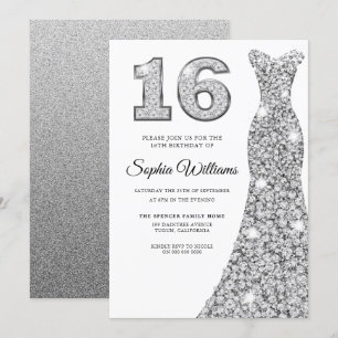 Sparkle Diamond Dress 16th Birthday Sweet 16 Kaart