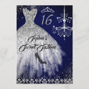 Sparkle Diamond Jurk Navy Sweet 16 Kaart