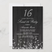 Sparkle Diamond noir argent Sweet 16 Invitation (Devant)