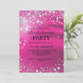 Sparkle Diamond Pink Bachelorette Party Uitnodigin Kaart (Staand voorkant)