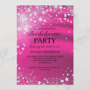 Sparkle Diamond Pink Bachelorette Party Uitnodigin Kaart