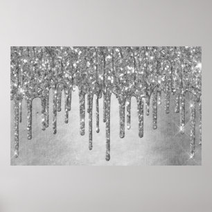 Sparkle Drip   Platinum Silver Metallic Ice Poster