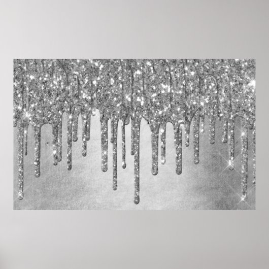 Sparkle Drip | Platinum Silver Metallic Ice Poster (Voorkant)