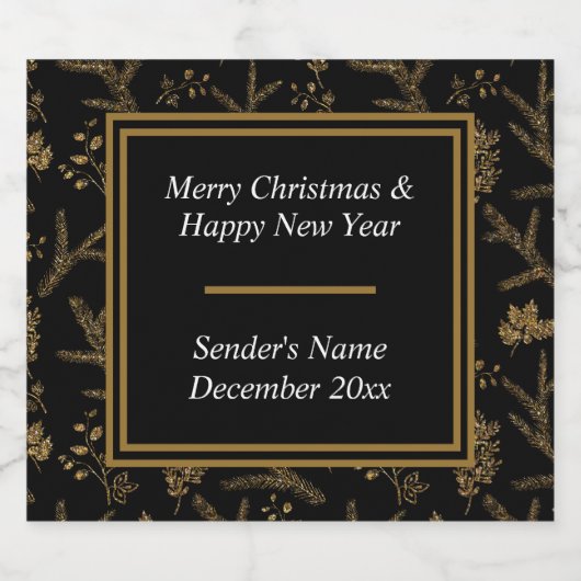 Sparkle Elegant Zwart Goud Vakantie Luxe Vibe Likeurfles Etiket (Enkel label)