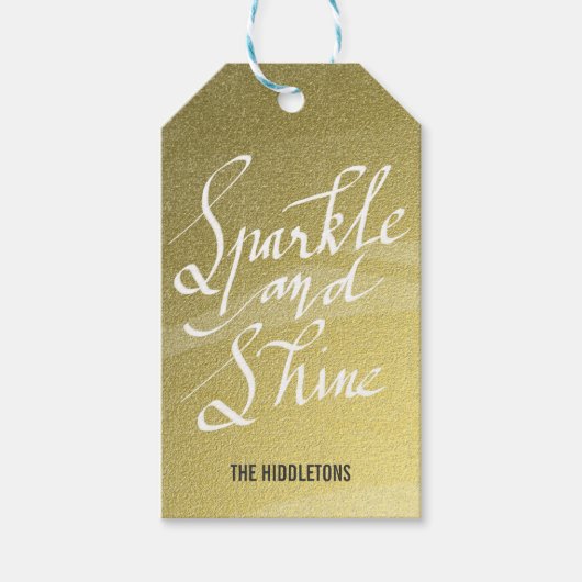 Sparkle en glans handgeschreven script gouden vaka cadeaulabel (Voorkant)