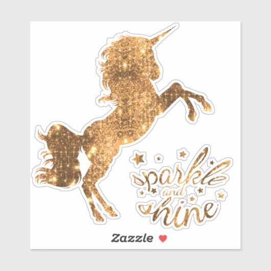 Sparkle en Shine Eenhoorn - Goud Koper Sticker (Vel)