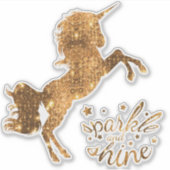 Sparkle en Shine Eenhoorn - Goud Koper Sticker (Voorkant)