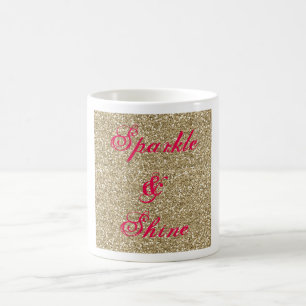 Sparkle en Shine Faux Gold Glitter en Hot Pink Koffiemok