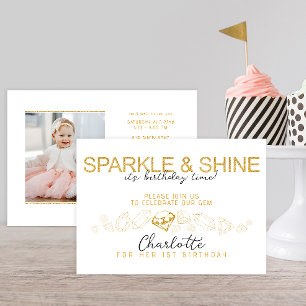 Sparkle en Shine Gem Verjaardag Uitnodiging