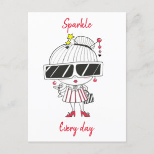 Sparkle Every Day // Cool Chick Drawing Feestdagenkaart