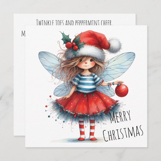 Sparkle Fairy with Ornament – Holiday Card (Voorkant / Achterkant)