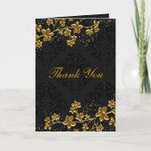 Sparkle Floral Gold & Black Bedankt Card (Voorkant)