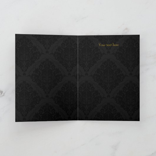 Sparkle Floral Gold & Black Bedankt Card (Binnen)