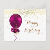 Sparkle Floral Happy Birthday-ballon Briefkaart (Voorkant)