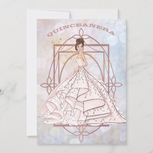 Sparkle Formele roze en Gouden Updo Kaart (Voorkant)