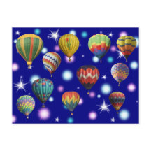 Sparkle Ggloing Blue Stars Hot Air Balions