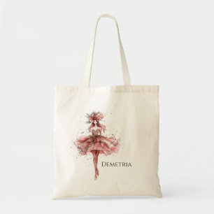 Sparkle Girl in Pink Rose Gold Dress Tote Bag