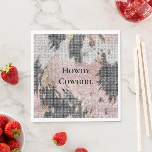 Sparkle Girly Pink Black Gold Cowgirl Koeienhuid Servet (Insitu)