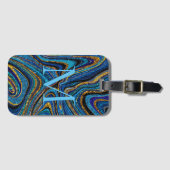 Sparkle Glam Glitter girale kunstblauw Bagagelabel (Voorkant (horizontaal))