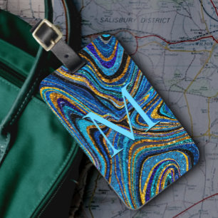 Sparkle Glam Glitter girale kunstblauw Bagagelabel