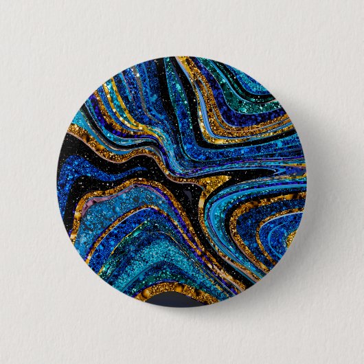 Sparkle Glam Glitter girale kunstblauw Ronde Button 5,7 Cm (Voorkant)