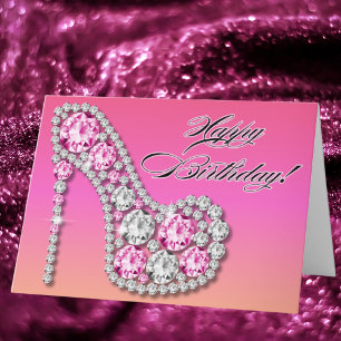Sparkle Glam Stiletto Verjaardag Kaart