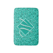 Sparkle Glam Turquoises Blue Glitter Monogrammed Badmat (Voorkant Verticaal)