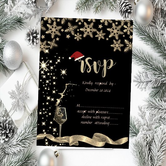 Sparkle, glas, sneeuwvlokken Kerstmis RSVP Kaart