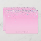 Sparkle Glitter Border Pink Custom Name Note Card Bedankkaart (Voorkant / Achterkant)