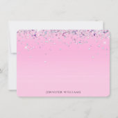 Sparkle Glitter Border Pink Custom Name Note Card Bedankkaart (Voorkant)