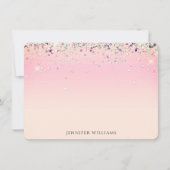 Sparkle Glitter Border Pink Custom Name Note Card Bedankkaart (Voorkant)