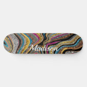 Sparkle Glitter girale marmer grijs skateboard (Horizontaal)