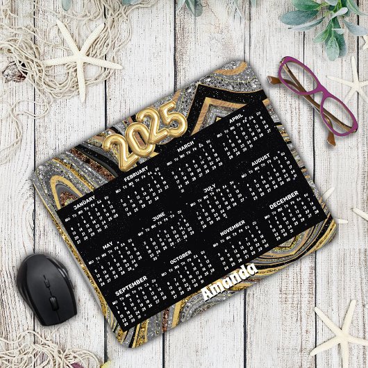 Sparkle Glitter girly marmeren kunst grijs goud 20 Muismat