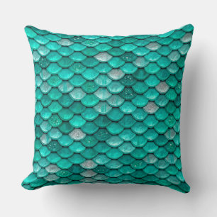 Sparkle Glitter Green Aqua Mermaid Scales Kussen