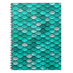 Sparkle Glitter Green Aqua Mermaid Scales Notitieboek