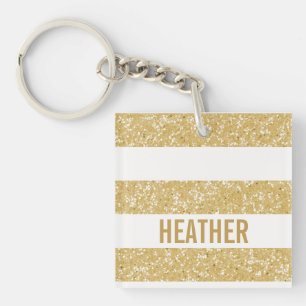 Sparkle Glitter look Stripes Acrylische Sleutelhan Sleutelhanger