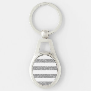 Sparkle Glitter look Stripes Metal Sleutelhanger