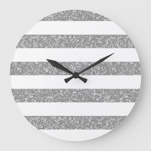 Sparkle Glitter look Stripes Wall Clock Grote Klok (Voorkant)