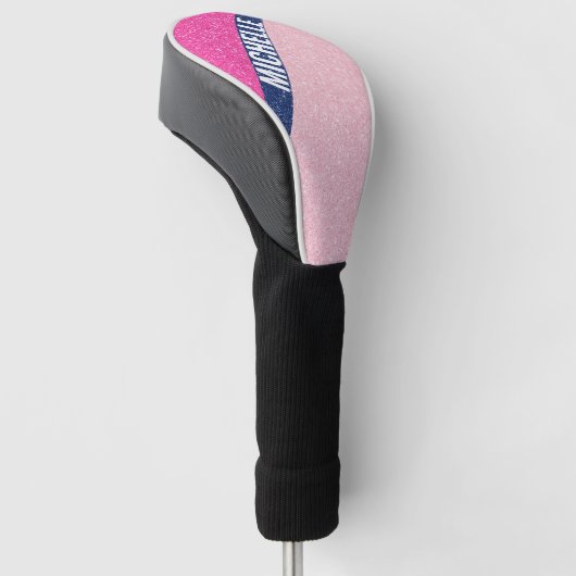 Sparkle Glitter monogram kleurenblok PInk Golfheadcover (Schuin)