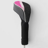 Sparkle Glitter monogram kleurenblok zwart roze Golfheadcover (Schuin)