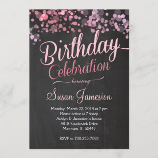 Sparkle Glitter Pink Birthday Invitation Kaart