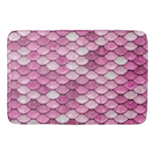 Sparkle Glitter Pink Rose Gold Mermaid Scales Badmat