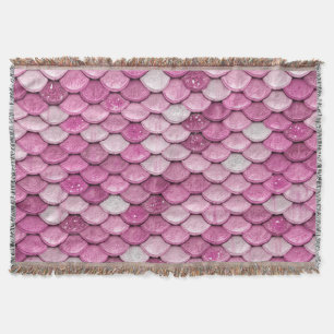 Sparkle Glitter Pink Rose Gold Mermaid Scales Deken