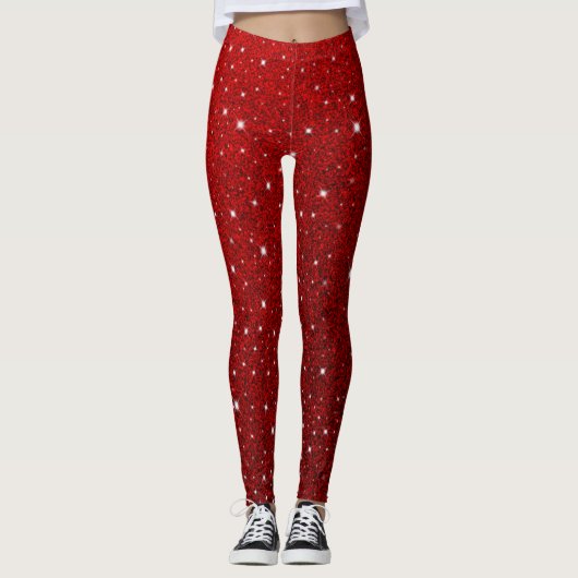 Sparkle Glitter Rode Kerstmis Leggings (Voorkant)