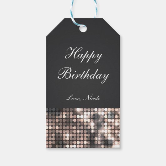 Sparkle Glitter Sequins Glam Black Party Gift Labe Cadeaulabel (Voorkant)