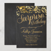 Sparkle Glitter Surprise Birthday Invitation Kaart (Voorkant / Achterkant)